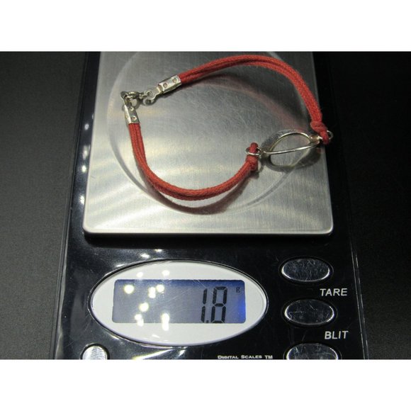 7" Sterling Silver & Cord Simple Shape Bracelet Vintage Elegant Beautiful - Picture 7 of 7